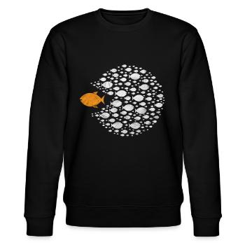 Gegen den Strom schwimmen gehen - Stanley/Stella Unisex Bio-Sweatshirt CHANGER  - Schwarz - Vorne - Nik (191cm) & Marisol (170cm)