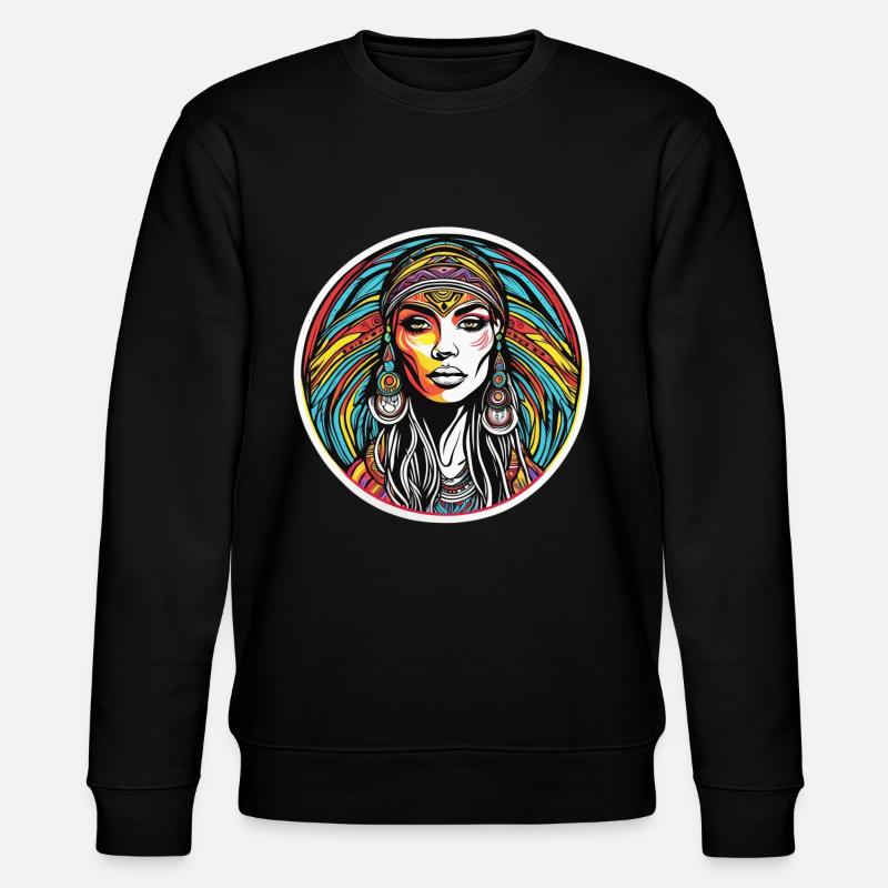 Tribal woman psychedelic - Stanley/Stella CHANGER Unisex Organic Sweatshirt - black