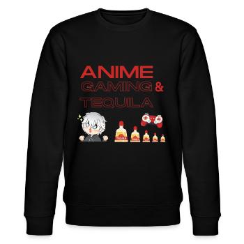 Anime, Gaming und Tequila lieben Manga Boy - Stanley/Stella Unisex Bio-Sweatshirt CHANGER  - Schwarz - Vorne - Nik (191cm) & Marisol (170cm)