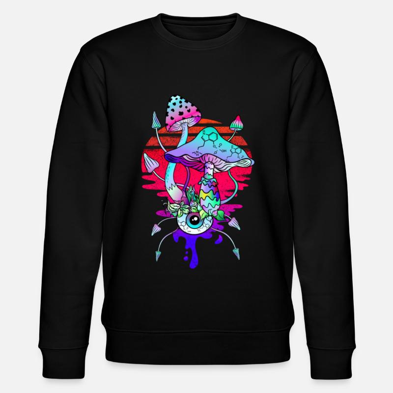 Psychedelic Magic Mushrooms Vaporwave - Stanley/Stella CHANGER Unisex Organic Sweatshirt - black