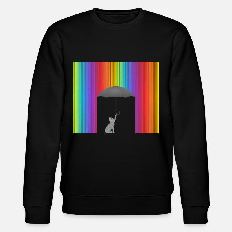 Katze Im Bunten Regen Geschenkidee - Stanley/Stella Unisex Bio-Sweatshirt CHANGER  - Schwarz