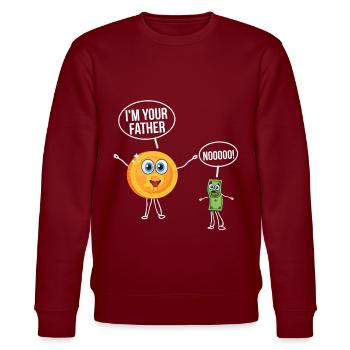 Bitcoin - Stanley/Stella Unisex Bio-Sweatshirt CHANGER  - Burgunderrot - Vorne - Nik (191cm) & Marisol (170cm)