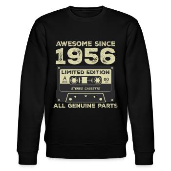 1956 Geburtstag geboren im Jahr 1956 Vintage Retro - Stanley/Stella Unisex Bio-Sweatshirt CHANGER  - Schwarz - Vorne - Nik (191cm) & Marisol (170cm)