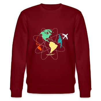 Voyage voyage du monde avion Travelshirt Terre - Sweat bio CHANGER Stanley/Stella Unisexe - bordeaux - Devant - Nik (191cm) & Marisol (170cm)