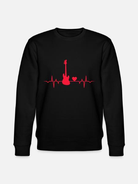gitar gitar bass bass gitar musikk hjerterytme - Stanley/Stella CHANGER økologisk unisex-sweatshirt - svart