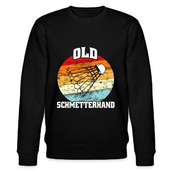 Old Schmetterhand Badminton - Stanley/Stella Unisex Bio-Sweatshirt CHANGER  - Schwarz - Vorne - Nik (191cm) & Marisol (170cm)