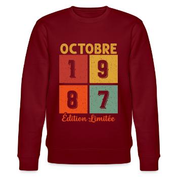 Octobre 1987 Édition limitée - Sweat bio CHANGER Stanley/Stella Unisexe - bordeaux - Devant - Nik (191cm) & Marisol (170cm)