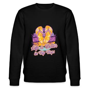 Life is better in flip flops, summer holidays, sun - Stanley/Stella CHANGER Unisex Organic Sweatshirt - black - Front - Nik (191cm) & Marisol (170cm)