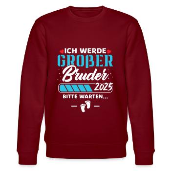 Ich werde Großer Bruder 2025 - Stanley/Stella Unisex Bio-Sweatshirt CHANGER  - Burgunderrot - Vorne - Nik (191cm) & Marisol (170cm)