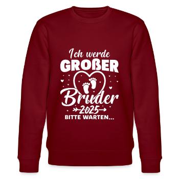 Ich werde Großer Bruder 2025 - Stanley/Stella Unisex Bio-Sweatshirt CHANGER  - Burgunderrot - Vorne - Nik (191cm) & Marisol (170cm)