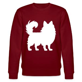 Pomeranian Zwergspitz - Stanley/Stella Unisex Bio-Sweatshirt CHANGER  - Burgunderrot - Vorne - Nik (191cm) & Marisol (170cm)