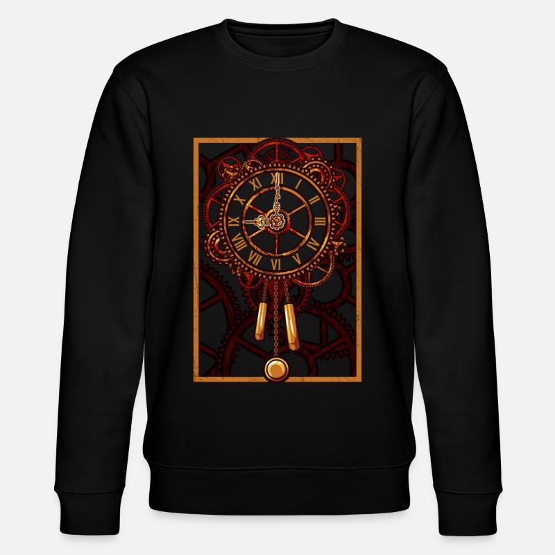 Steampunk Wall Clock Gears - Stanley/Stella CHANGER Unisex Organic Sweatshirt - black
