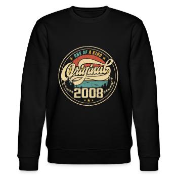 Original 2008 Jahrgang - 2008 Geburtstagsgeschenk - Stanley/Stella Unisex Bio-Sweatshirt CHANGER  - Schwarz - Vorne - Nik (191cm) & Marisol (170cm)
