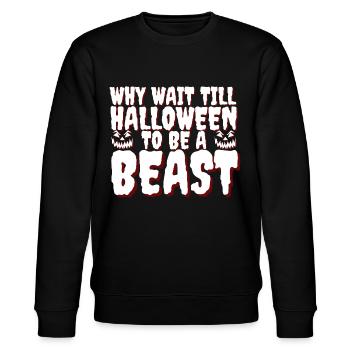 Halloween Beast Workout Motivation - Stanley/Stella Unisex Bio-Sweatshirt CHANGER  - Schwarz - Vorne - Nik (191cm) & Marisol (170cm)