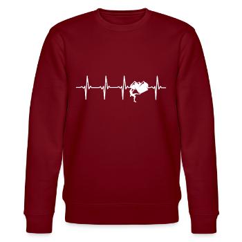 Climber heartbeat t-shirt climbing climbing - Stanley/Stella CHANGER Unisex Organic Sweatshirt - burgundy - Front - Nik (191cm) & Marisol (170cm)