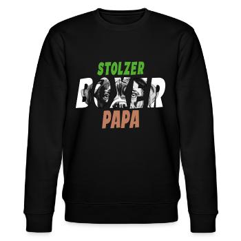 Boxer Papa - Stolzer Deutscher Boxer Dad - Stanley/Stella Unisex Bio-Sweatshirt CHANGER  - Schwarz - Vorne - Nik (191cm) & Marisol (170cm)