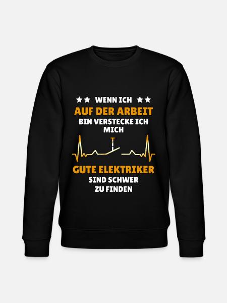 Elektriker Elektroniker Spruch mit Heartbeat Motiv - Stanley/Stella Unisex Bio-Sweatshirt CHANGER - Schwarz