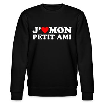 J' aime mon petit ami cadeau coeur rouge - Sweat bio CHANGER Stanley/Stella Unisexe - noir - Devant - Nik (191cm) & Marisol (170cm)