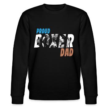 Proud Boxer Papa - Stolzer German Boxer Dad - Stanley/Stella Unisex Bio-Sweatshirt CHANGER  - Schwarz - Vorne - Nik (191cm) & Marisol (170cm)