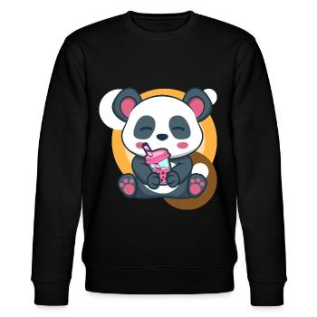 Panda und Bubble Tea - Stanley/Stella Unisex Bio-Sweatshirt CHANGER  - Schwarz - Vorne - Nik (191cm) & Marisol (170cm)