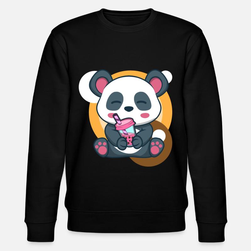 Panda und Bubble Tea - Stanley/Stella Unisex Bio-Sweatshirt CHANGER  - Schwarz