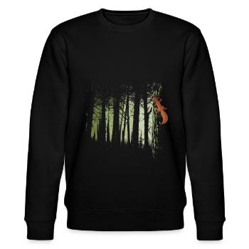 Eichhörnchen im Wald Zwielicht Oachkatzl Kunst - Stanley/Stella Unisex Bio-Sweatshirt CHANGER  - Schwarz - Vorne - Nik (191cm) & Marisol (170cm)