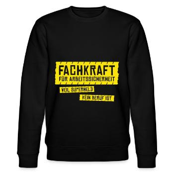 Superheld Fachkraft Arbeitssicherheit Superheld - Stanley/Stella Unisex Bio-Sweatshirt CHANGER  - Schwarz - Vorne - Nik (191cm) & Marisol (170cm)