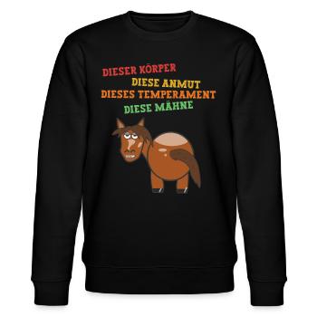 Schönes Pony Longieren - Stanley/Stella Unisex Bio-Sweatshirt CHANGER  - Schwarz - Vorne - Nik (191cm) & Marisol (170cm)