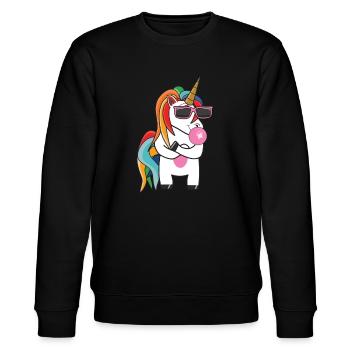 Einhorn mit Sonnenbrille und Kaugummi - Stanley/Stella Unisex Bio-Sweatshirt CHANGER  - Schwarz - Vorne - Nik (191cm) & Marisol (170cm)