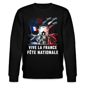 France Fete Nationale Patrouille Pilote - Sweat bio CHANGER Stanley/Stella Unisexe - noir - Devant - Nik (191cm) & Marisol (170cm)