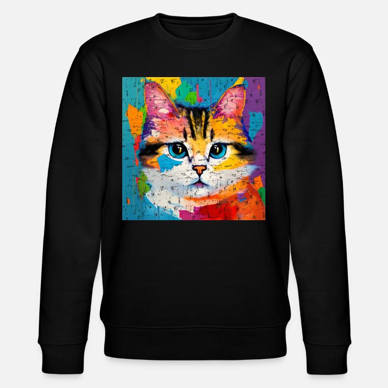 Katze Hauskatze Ölgemälde - Stanley/Stella Unisex Bio-Sweatshirt CHANGER  - Schwarz