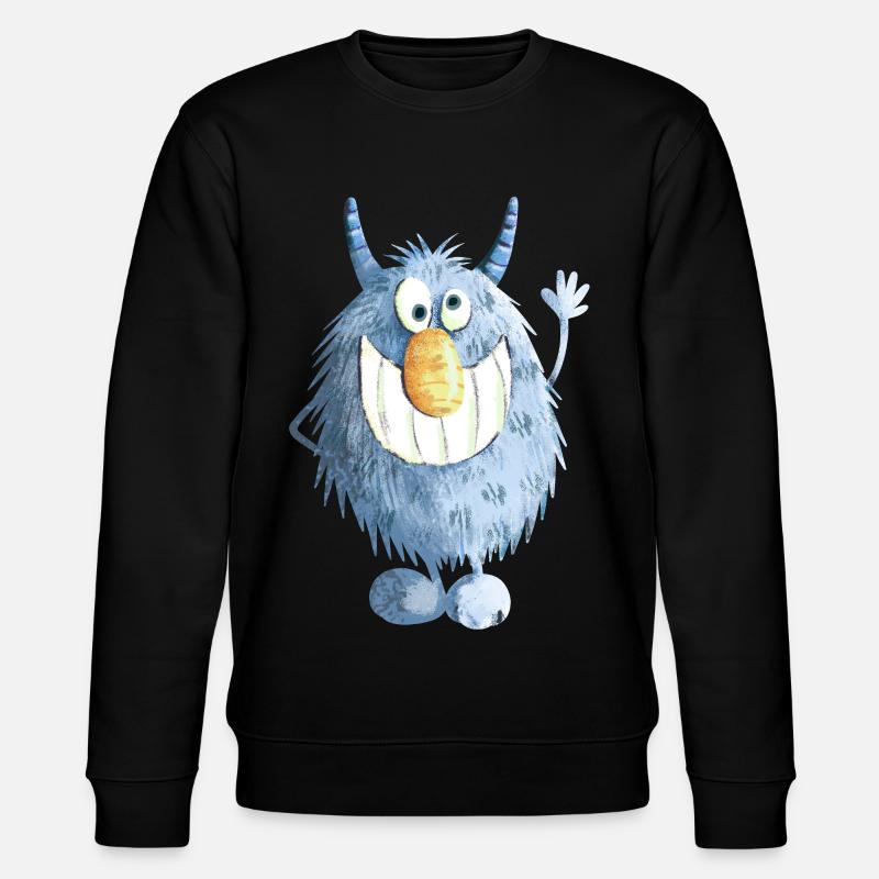 Blaues Grinse Monster - Stanley/Stella Unisex Bio-Sweatshirt CHANGER  - Schwarz