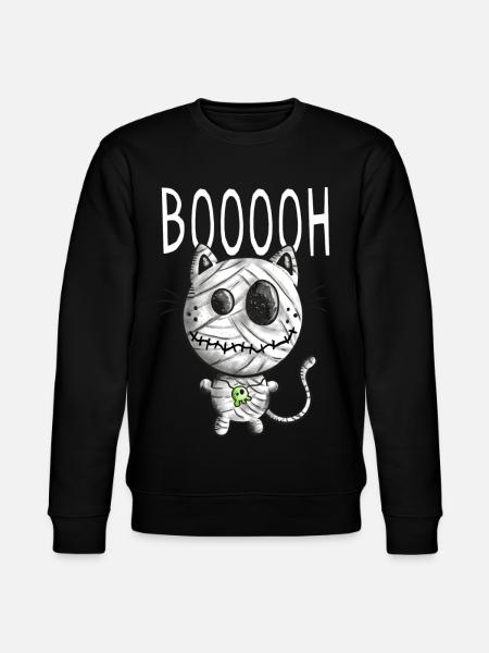 Booh Cat Mummy - Halloween - Gift - Stanley/Stella CHANGER Unisex Organic Sweatshirt - black