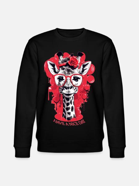 Cute giraffe with glasses - Stanley/Stella CHANGER Unisex Organic Sweatshirt - black