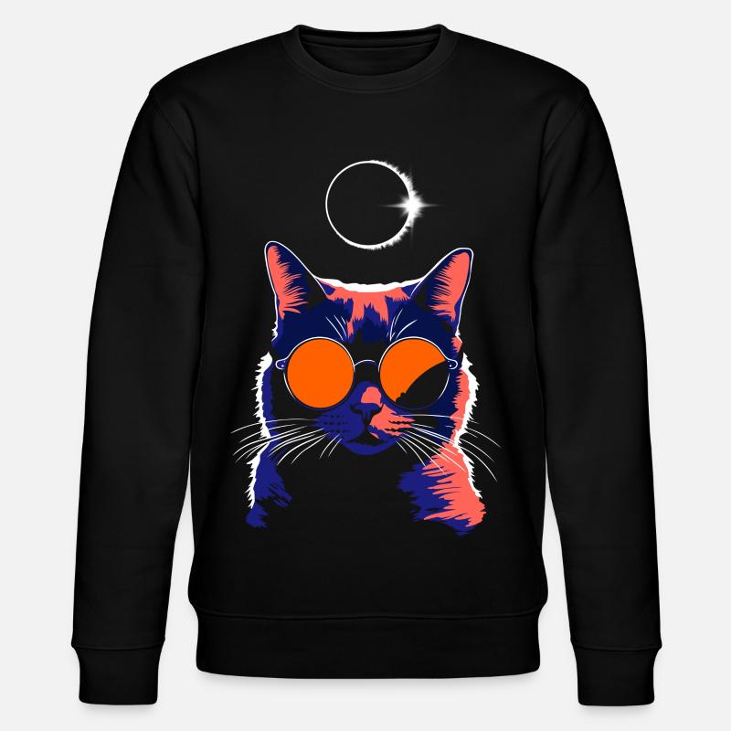 Cat Sunglasses Total Eclipse Cat - Stanley/Stella CHANGER Unisex Organic Sweatshirt - black