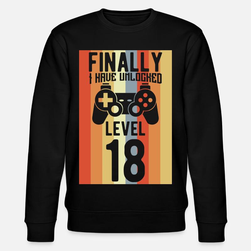 Level 18 Unlocked - Stanley/Stella CHANGER Unisex Organic Sweatshirt - black