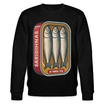Retro sardines tin with tomatoes - Stanley/Stella CHANGER Unisex Organic Sweatshirt - black - Front - Nik (191cm) & Marisol (170cm)