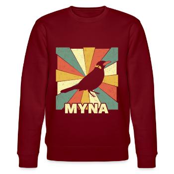 Beo, Mynah for bird lovers and gift - Stanley/Stella CHANGER Unisex Organic Sweatshirt - burgundy - Front - Nik (191cm) & Marisol (170cm)