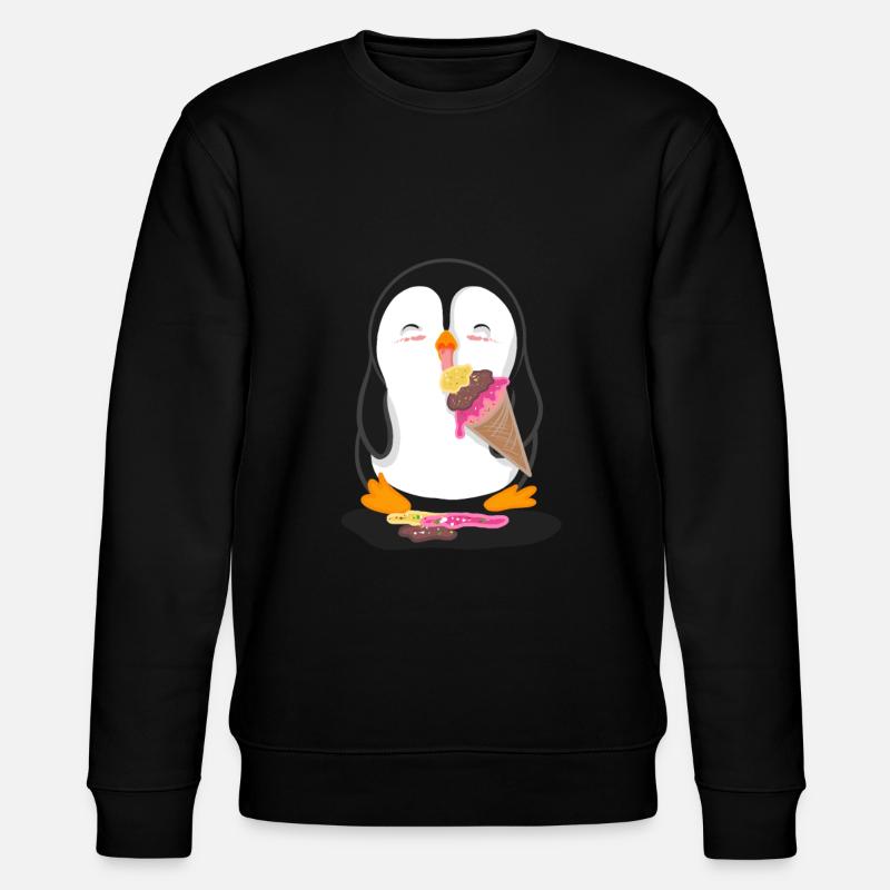 Pinguin isst Eiscreme - Stanley/Stella Unisex Bio-Sweatshirt CHANGER  - Schwarz