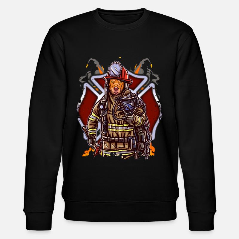 Funny Pitbull Firefighter Fireman - Stanley/Stella Unisex Bio-Sweatshirt CHANGER  - Schwarz