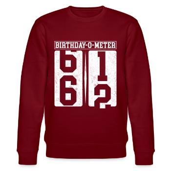 Birthday-O-Meter 62 Joyeux 62e anniversaire Célébrant - Sweat bio CHANGER Stanley/Stella Unisexe - bordeaux - Devant - Nik (191cm) & Marisol (170cm)