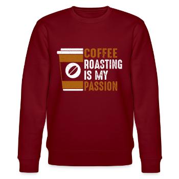 Coffee Roasting Is My Passion - Stanley/Stella Unisex Bio-Sweatshirt CHANGER  - Burgunderrot - Vorne - Nik (191cm) & Marisol (170cm)
