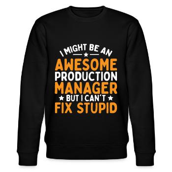 I Might Be Awesome Production Manager - Stanley/Stella Unisex Bio-Sweatshirt CHANGER  - Schwarz - Vorne - Nik (191cm) & Marisol (170cm)