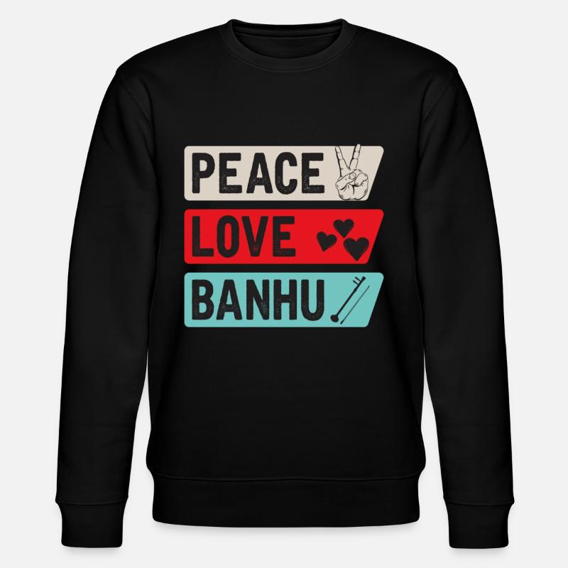 Peace Love Banhu Stringed Instrument - Stanley/Stella CHANGER Unisex Organic Sweatshirt - black