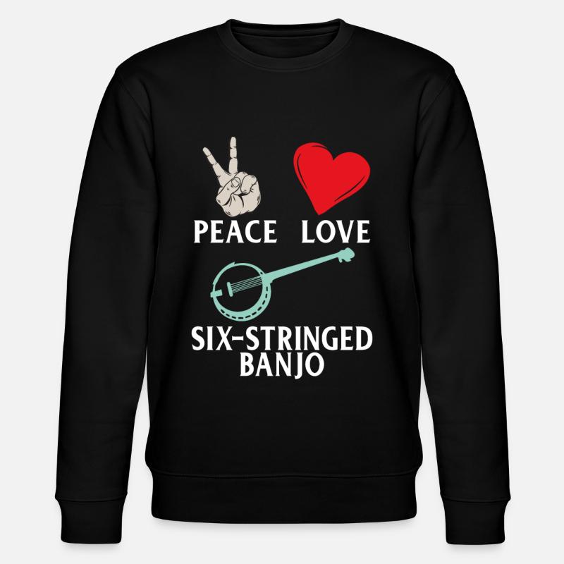 Peace Love Six-Stringed Banjo Instrument - Stanley/Stella Unisex Bio-Sweatshirt CHANGER  - Schwarz
