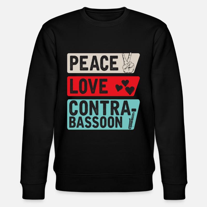 Peace Love Contrabassoon Instrument - Stanley/Stella Unisex Bio-Sweatshirt CHANGER  - Schwarz