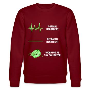 Funny Tax Collector Worker Funny Tax Accountant - Stanley/Stella Unisex Bio-Sweatshirt CHANGER  - Burgunderrot - Vorne - Nik (191cm) & Marisol (170cm)