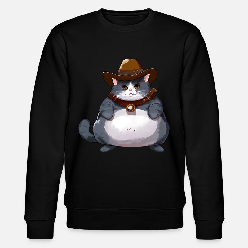Fette Cowboy Katze - Stanley/Stella Unisex Bio-Sweatshirt CHANGER - Schwarz