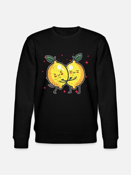 Cute Lemon Couple Hugging Lemon Fruit Lovers - Stanley/Stella CHANGER Unisex Organic Sweatshirt - black