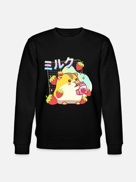 Strawberries Milkshake Hamster - Stanley/Stella CHANGER Unisex Organic Sweatshirt - black